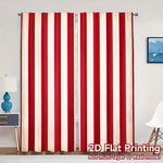 rideau rayures rouge blanc moderne polyester fenêtre française deux panneaux