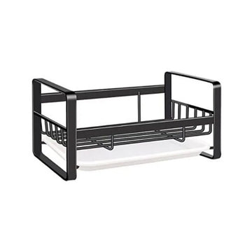rangement évier porte savon porte éponge métal réutilisable moderne minimaliste noir argenté