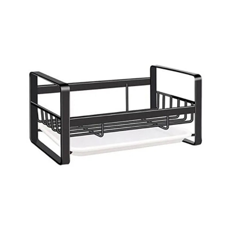 rangement évier porte savon porte éponge métal réutilisable moderne minimaliste noir argenté
