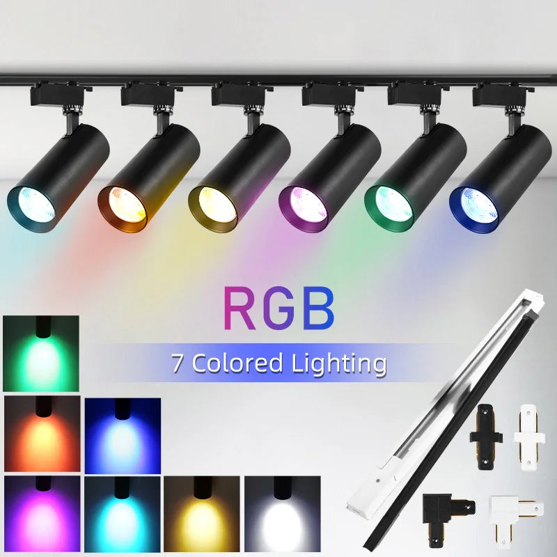 spot lumineux led rvb moderne noir toucher rail 220v flux lumineux variable certifié rohs