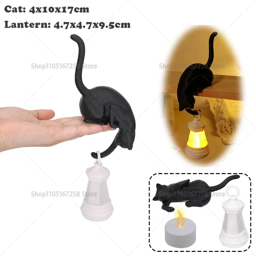lampe table led noir blanche lanterne animal chat moderne minimaliste clips