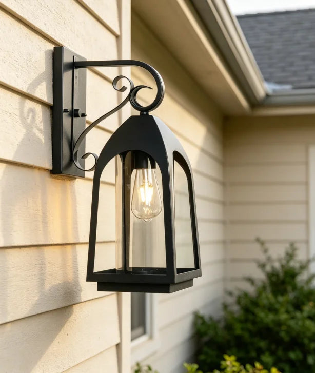 lampe murale extérieure vintage noir verre translucide élégante classique résistante l'eau facile éclairage maison