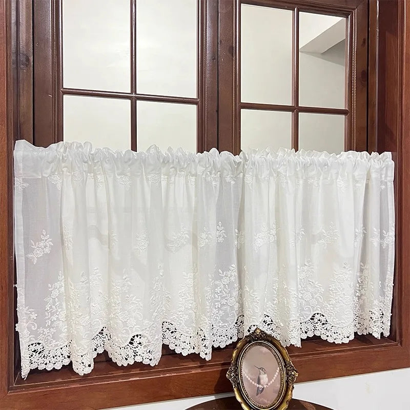 rideau blanc brodé fleurs translucide classique maison 100 150 200cm polyester