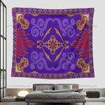 tapisserie murale moderne ethnique motifs floraux géométriques couleurs violet rouge beige or