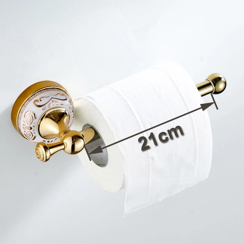 accessoires salle bain doré ornements floraux classique porte serviettes porte roulons fixations