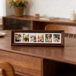 cadre photo multi photos marron foncé motif bois grainé transparent decoratif classique photos passe