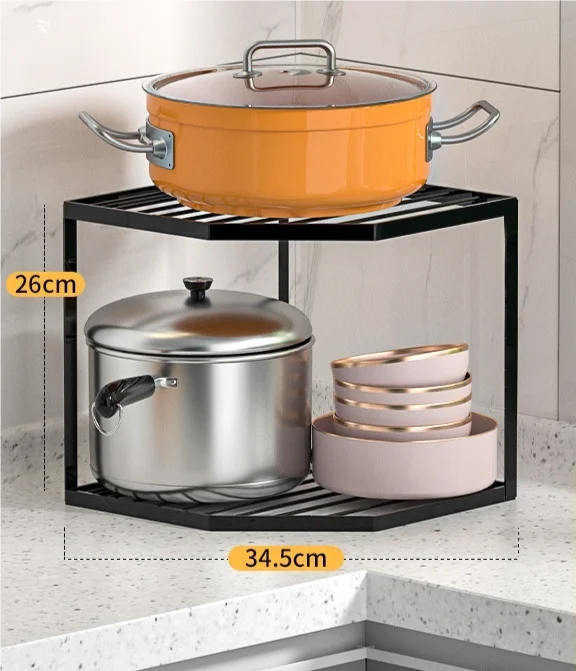 étagères d'angle multi usages modernes blanc noir gris rangement ustensiles cuisine pot couvercle assiettes