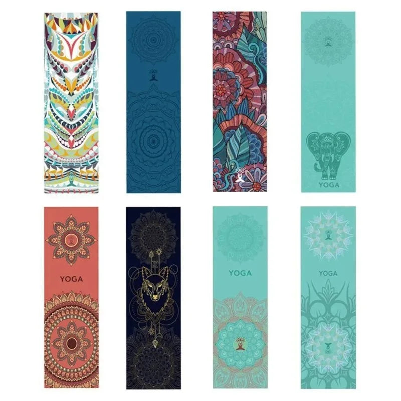 tapis yoga bleu rouge vert mandala motifs floraux rapide séchage moderne ethnique 100cm 30cm