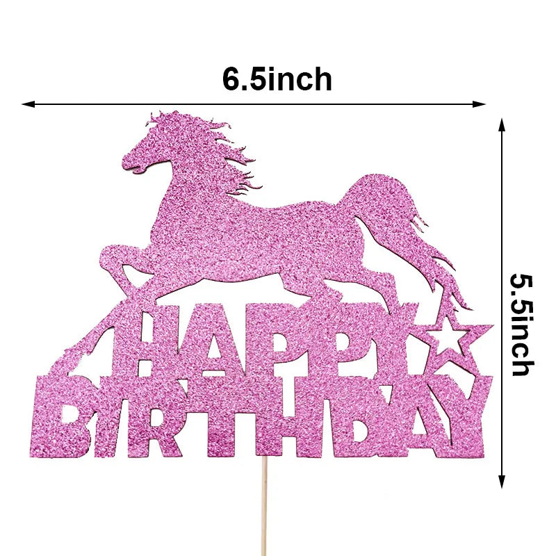 décoration gâteau happy birthday chevaux thème western rouge doré anniversaire enfant festive