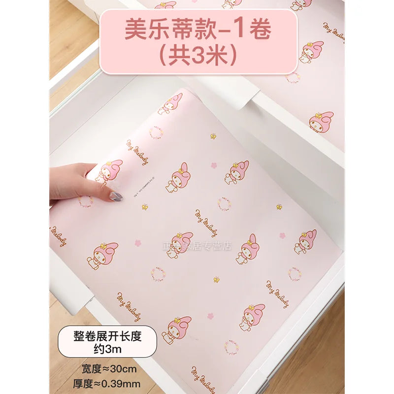 Papier protection meuble adhésif motif chats coeurs HELLO KITTY rose clair 300x30cm