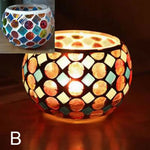 bougeoir mosaïque verre artisanal vert orange rouge blanc décoration maison table