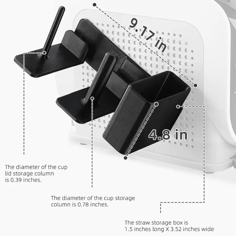 support stockage tasses pailles couvercles noir blanc moderne clips rechargeable