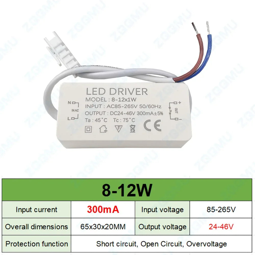transformateur led blanc moderne adhésif 12w 20w 30w câble connecteurs protection courts circuits