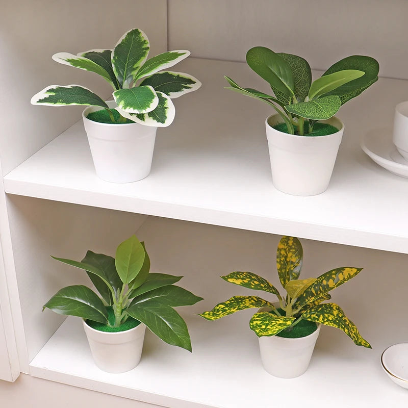 plantes artificielles vertes pot feuilles simples moderne décoration intérieure table ordinateur