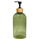 flacons savon liquide 500ml noir transparent vert olive marron rayures moderne pompe bois