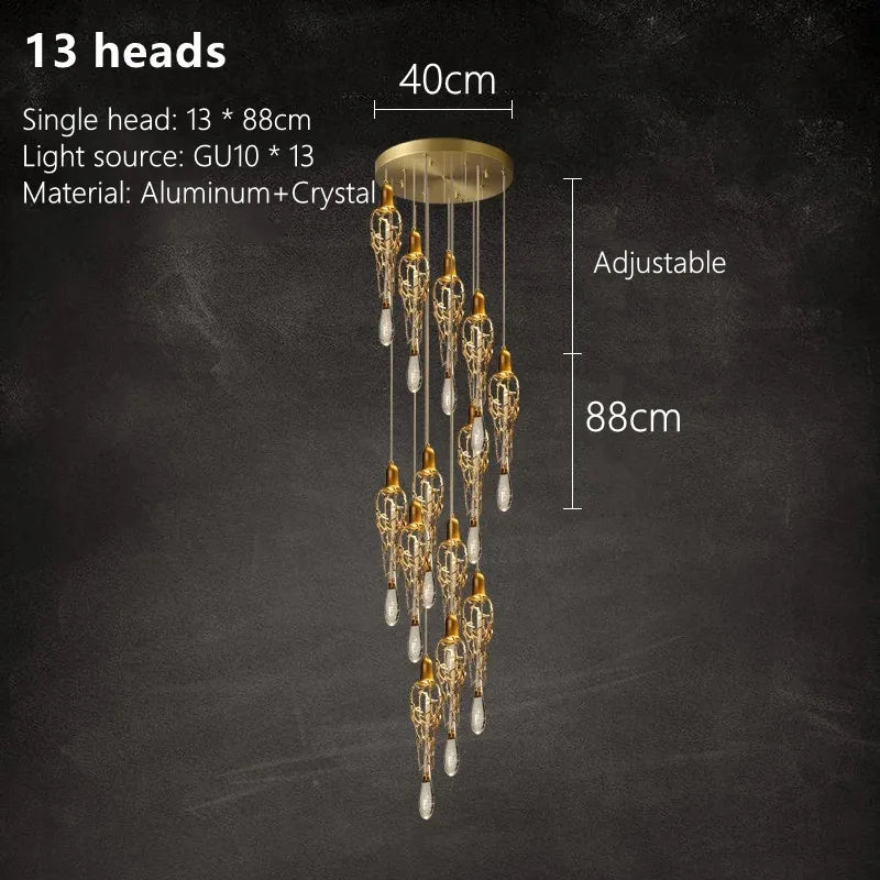 suspension lumineuse moderne or transparentes filigrane doré led câble suspendu élégante chambre salon