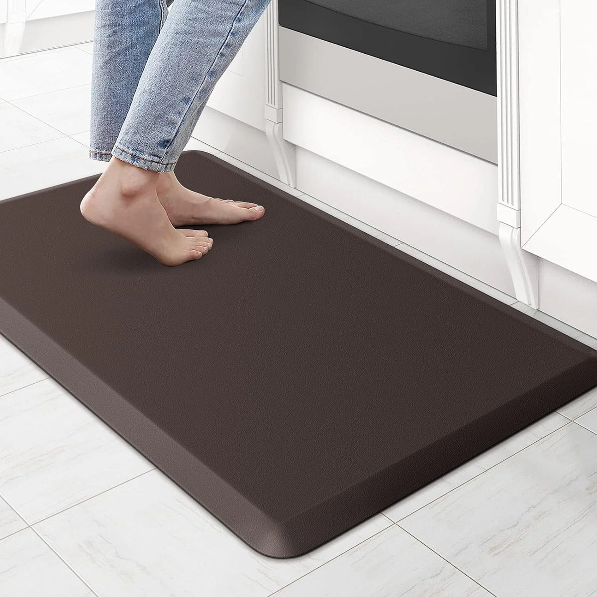 tapis sol noir uni moderne antidérapant lavable adhésif 44cm 71cm PVC