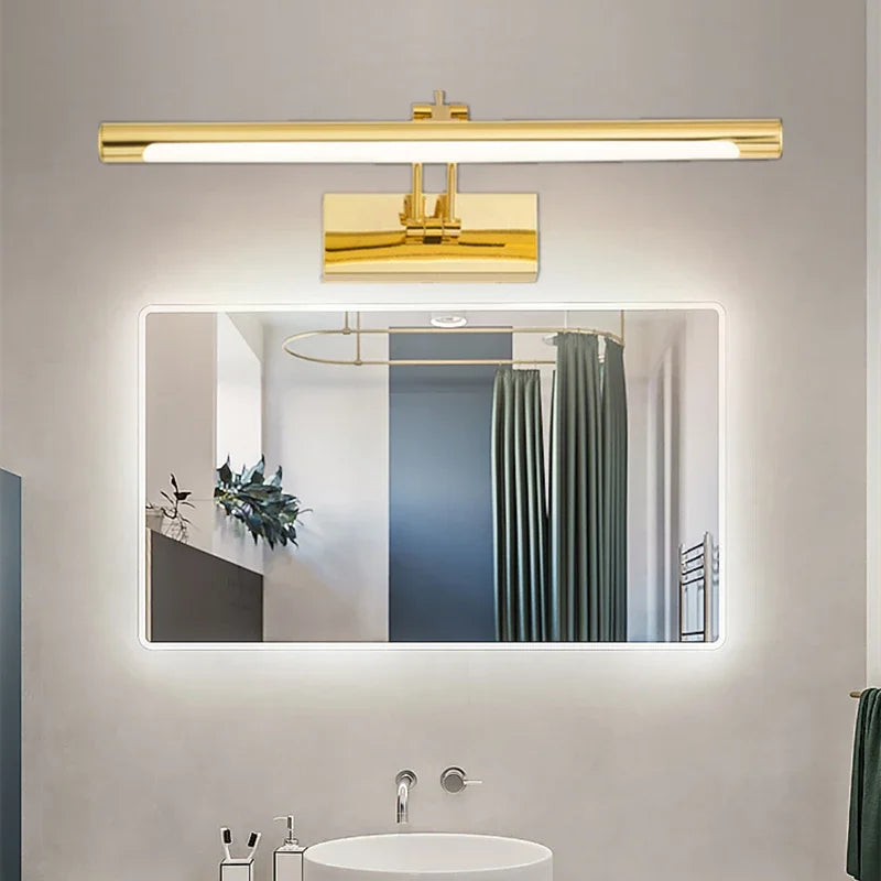 lampe miroir moderne noir or argent rectangulaire clips led éclairage quotidien chambre entrée