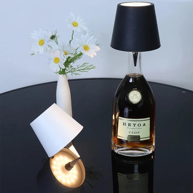 lampe table veilleuse led rechargeable noir blanc moderne minimaliste interrupteur tactile base transparente abs