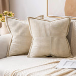 housse coussin velours côtelé rayé beige coussin support lombaire sieste lit classique polyester coton