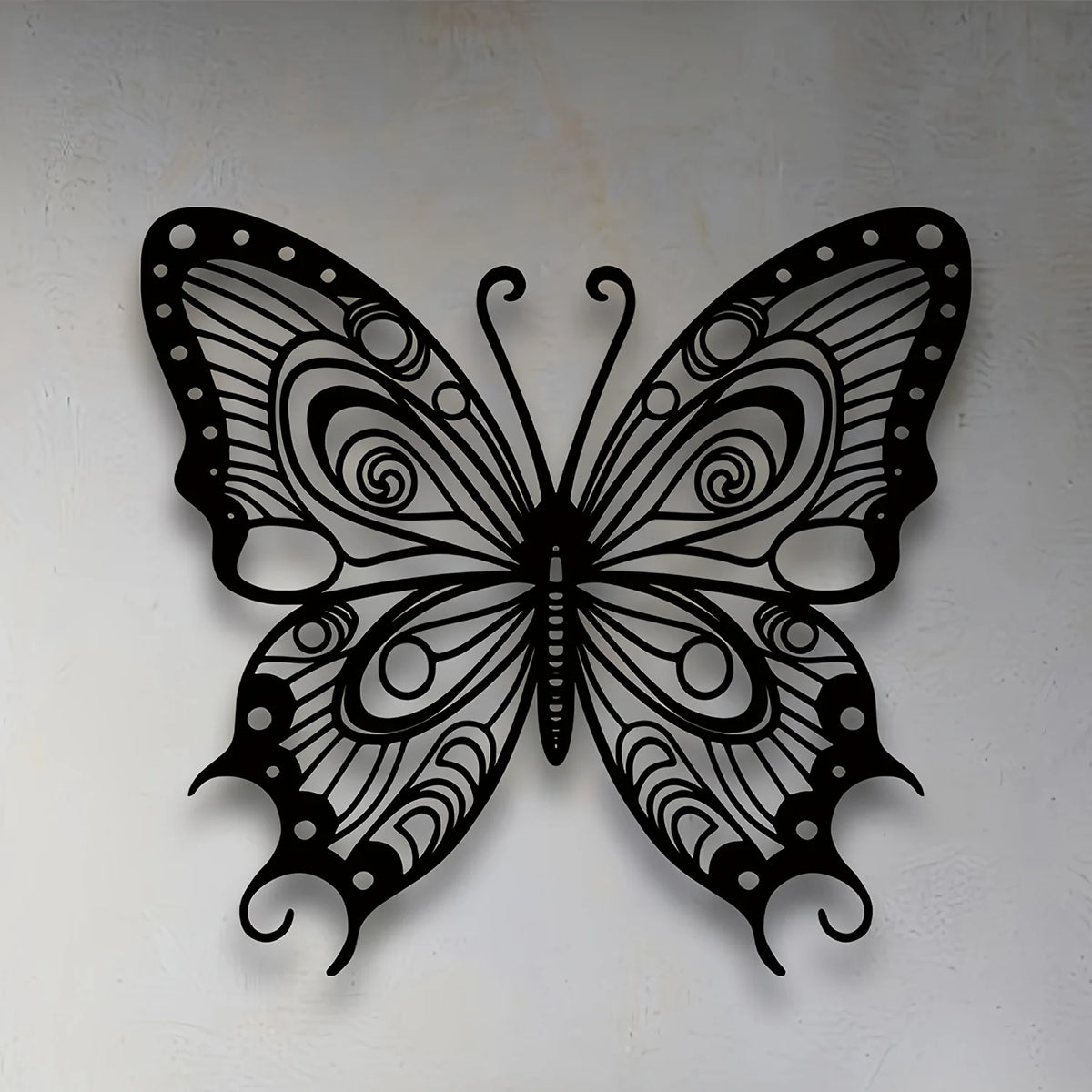 décoration murale métal papillon noir gris motif zentangle opaque contemporainintérieur chambre salon