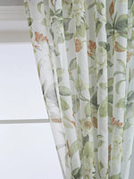 rideau moderne fleuri blanc vert orange beige translucide maison polyester