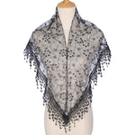 écharpe féminine floral dentelle noir blanc décoratives classique élégante printemps étéextérieur