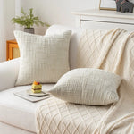 housses coussin texturées polyester géométrique moderne bohème gris beige respectueux environnement opaques