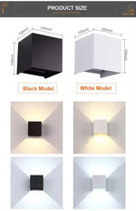 lampe murale led moderne étanche ip65 6w 12w noir blanc verre borosilicate