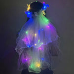 voile mariage lumineux blanc plumes élégant festif clips tulle lumière led 24h bridal shower