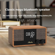 Radio-réveil en bois avec Bluetooth, FM, horloge et alarme - Déco rétro pour salon