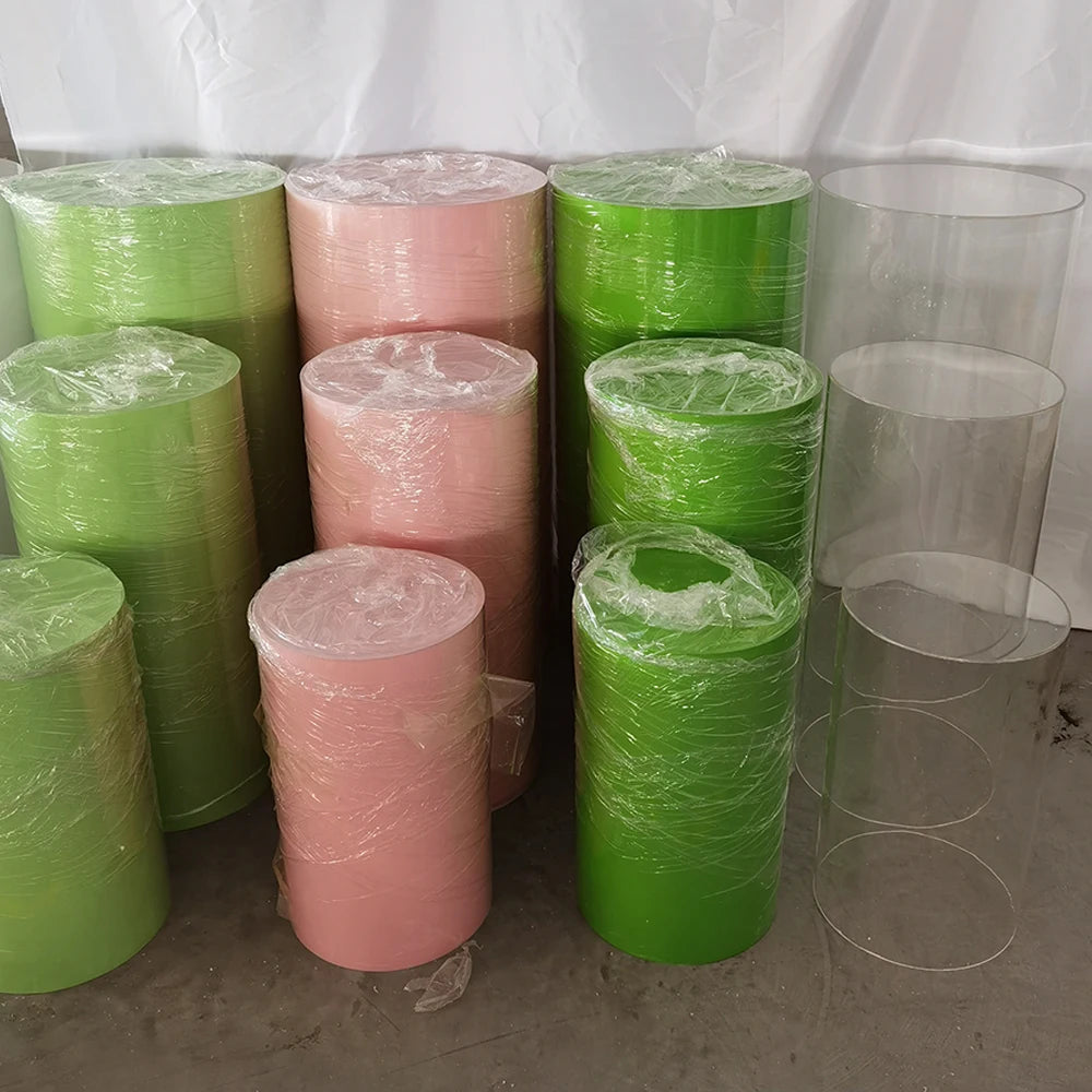décoration mariage gâteaux présentoir moderne vert rose blancOpaque cylindre anniversaire festive