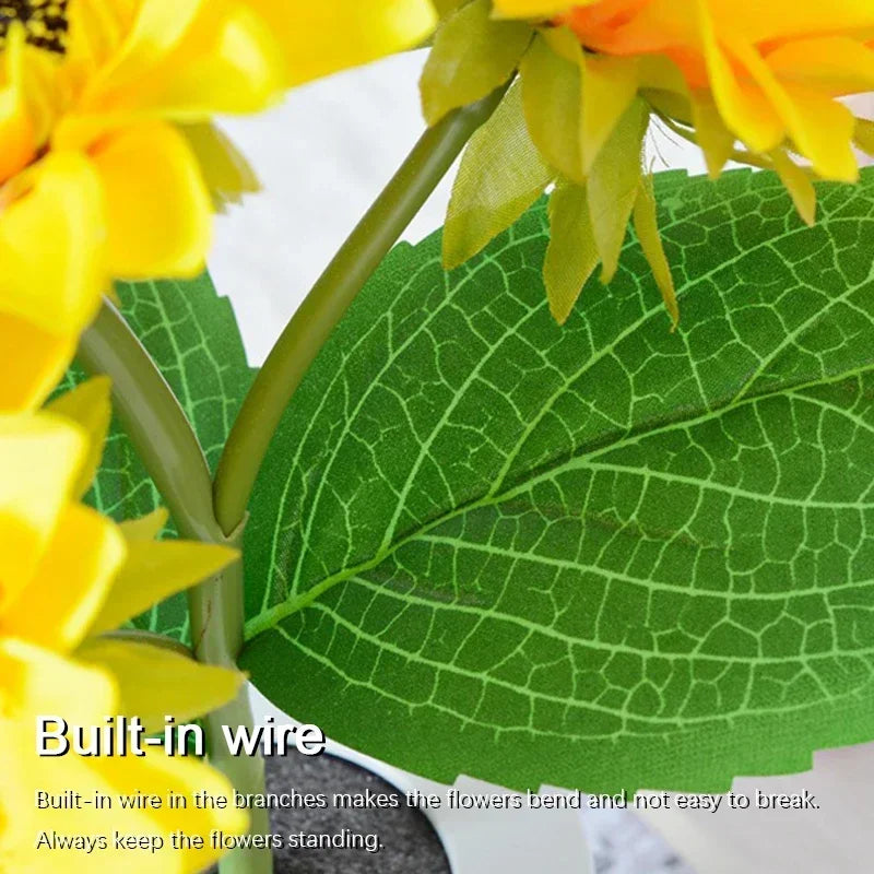veilleuse rechargeable tournesol fleur jaune feuilles vertes deco moderne chambre table led