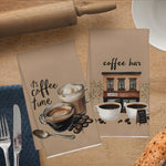 serviettes cuisine motifs tasse grains rustique beige blanc opaques absorbantes echangement deco