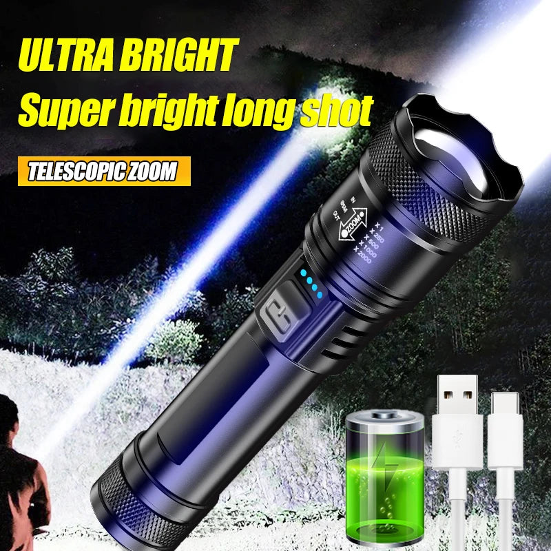 lampe torche multifonction noire texturée moderne modes luminosité charge usb