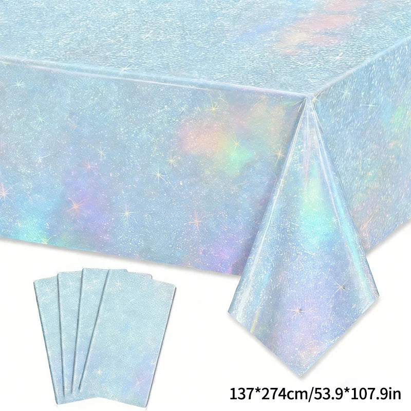nappe paillettes violet rose argenté table festives galaxie étoiles pâques noël anniversaire mariage
