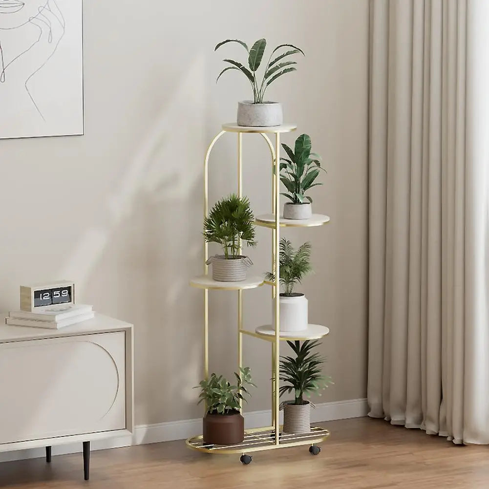 étagère roulettes moderne or blanc gris étages plante artificielle pot minimaliste