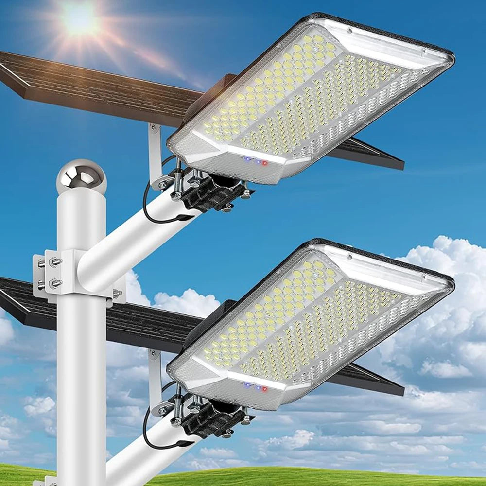 lampe solaire 1000w ip67 blanc noir panneau solaire led moderne autoallumageextérieur jardin parking