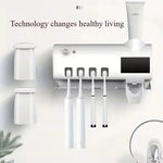 support brosse dents moderne adhésif rechargeable led tube dentifrice minimaliste