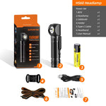 lampe frontale rechargeable led clip ceinture 3400 mAh moderne noire texturée camping