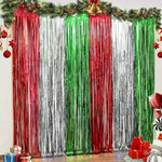 rideau franges métalliques brillantes rose doré vert rouge blanc festif opacité 15cm 28cm