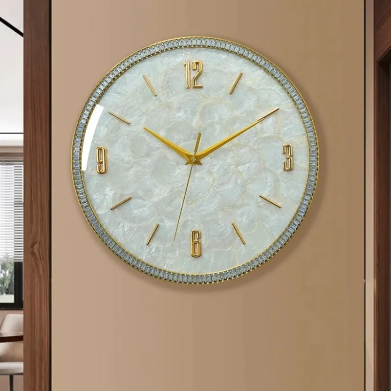 horloge murale moderne simple décoration intérieure visage unique opale naturelle fixation blanc marbré