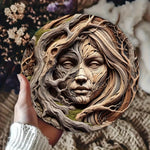 sculpture murale aluminium racines feuilles marron gris vert artisanal réaliste decoration interieur