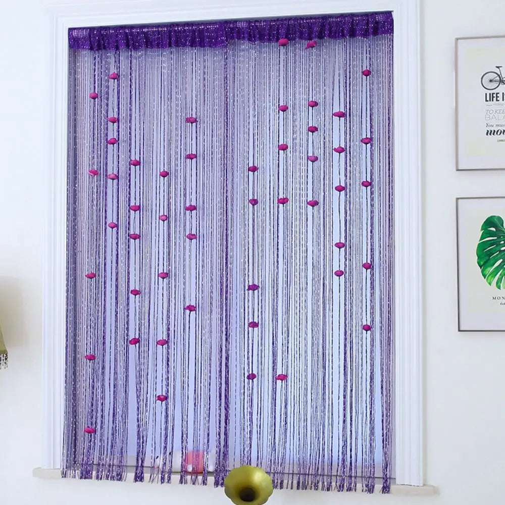 rideau porte violet rose blanc coeurs tissu transparent moderne décoratif 100x200cm polyester