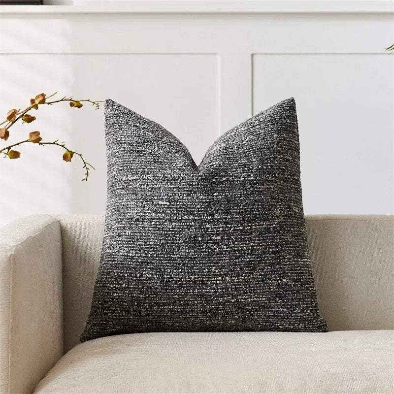 lot housses coussin carrées beige texture boucle rustique décoratif
