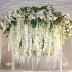 guirlande fleurs artificielles soie mariage anniversaire baby shower décoration extérieure orchidée moderne vert jaune