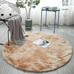 tapis rond moderne gris bleu rose doux uni salon chambre polycolore polyester confortable