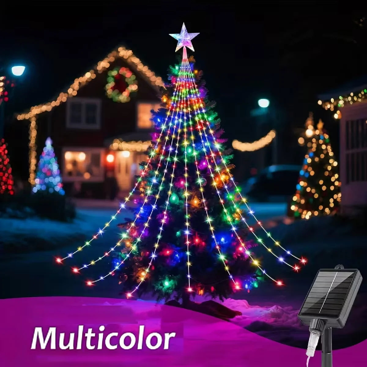 guirlande lumineuse multicolore leds cascade halloween noël moderne décoration usb solaire