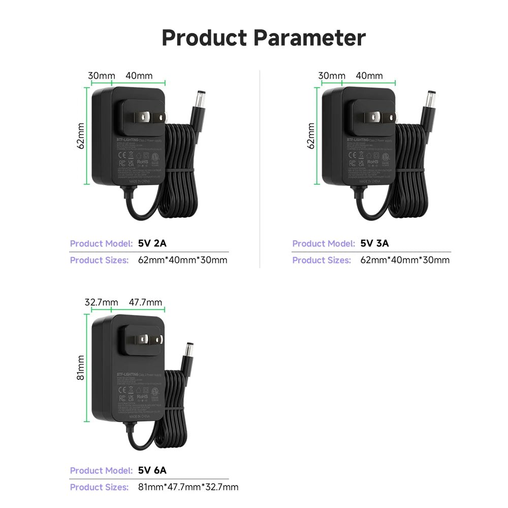 chargeur électrique 5v led noir prise murale universal adapter 6a 30w