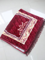 tapis prière musulman fleur coton flocage antidérapant bleu vert rouge ornements bordure classique 120cm